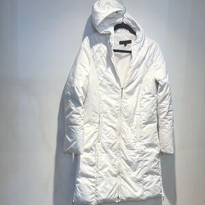 Via Spiga White Puffer Long Jacket with Hood